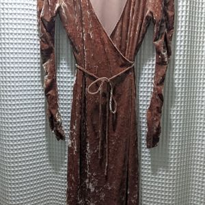 Crushed Velvet Wrap Dress